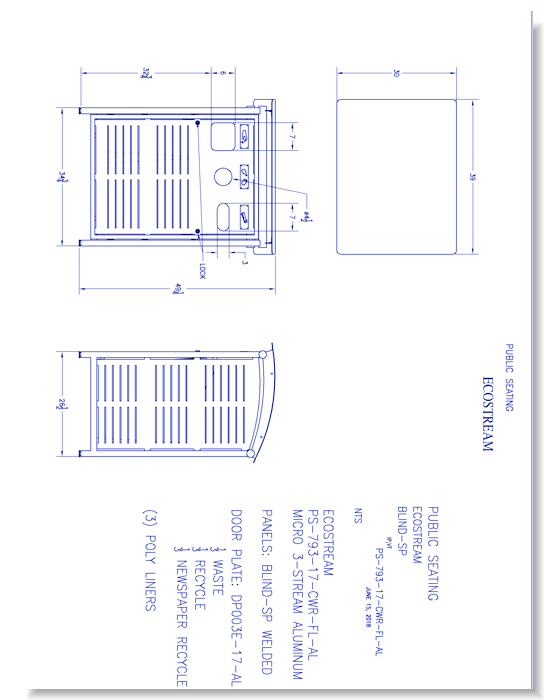 Ecostream Waste/Recycle Receptacle (PS-793-AL-CWR-FL)