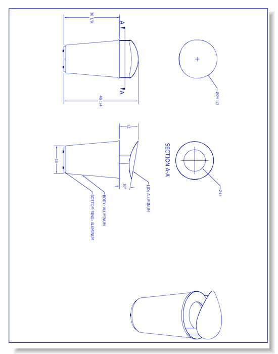 Conic Waste/Recycle Receptacle (PS-951-CR-AL)