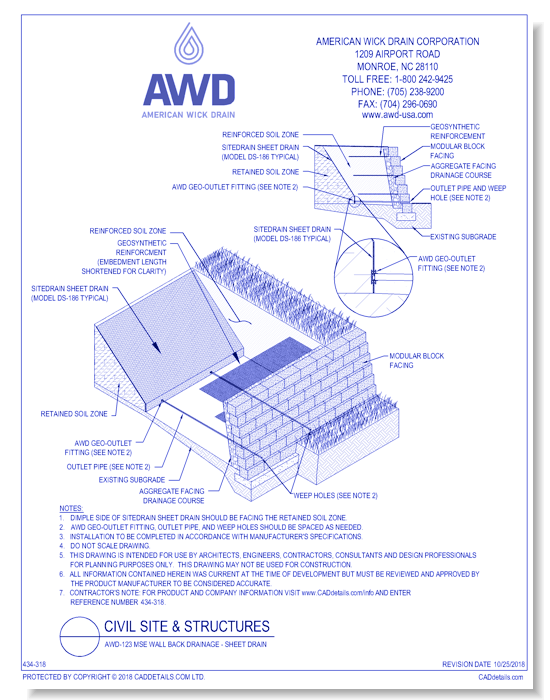 AWD-123 MSE Wall Back Drainage - Sheet Drain