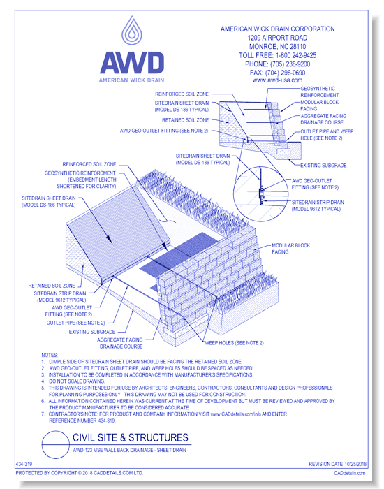 AWD-124 MSE Wall Back Drainage - Strip Drain