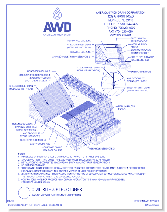 AWD-124	MSE Wall Back Drainage - Strip Drain