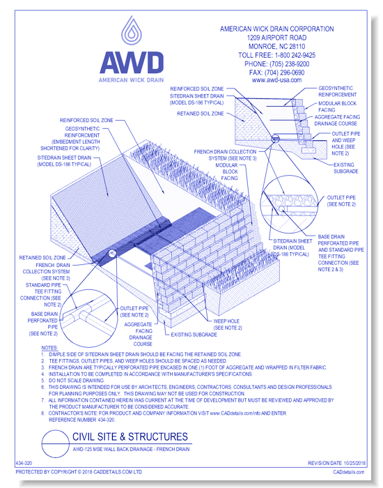 AWD-125 MSE Wall Back Drainage - French Drain