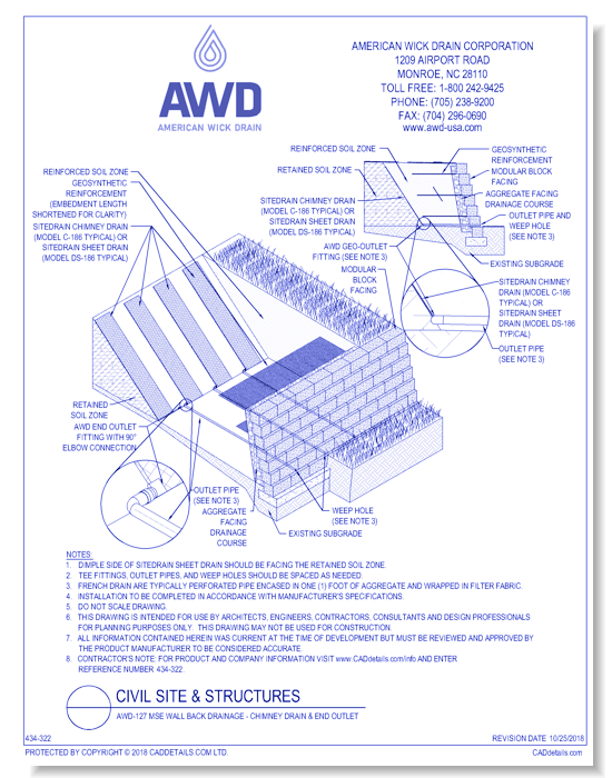 AWD-127	MSE Wall Back Drainage - Chimney Drain & End Outlet