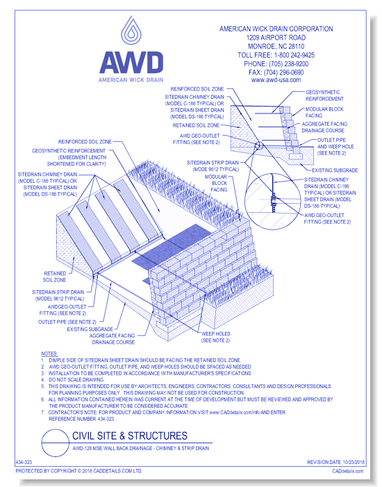 AWD-128 MSE Wall Back Drainage - Chimney & Strip Drain