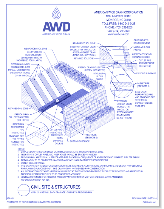 AWD-129	MSE Wall Back Drainage - Chimney & French Drain