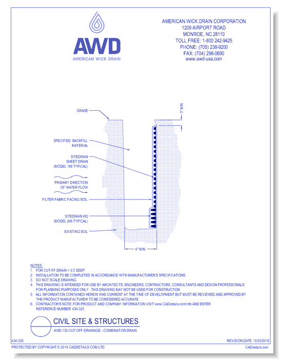 AWD-130 Cut-Off Drainage - Combination Drain