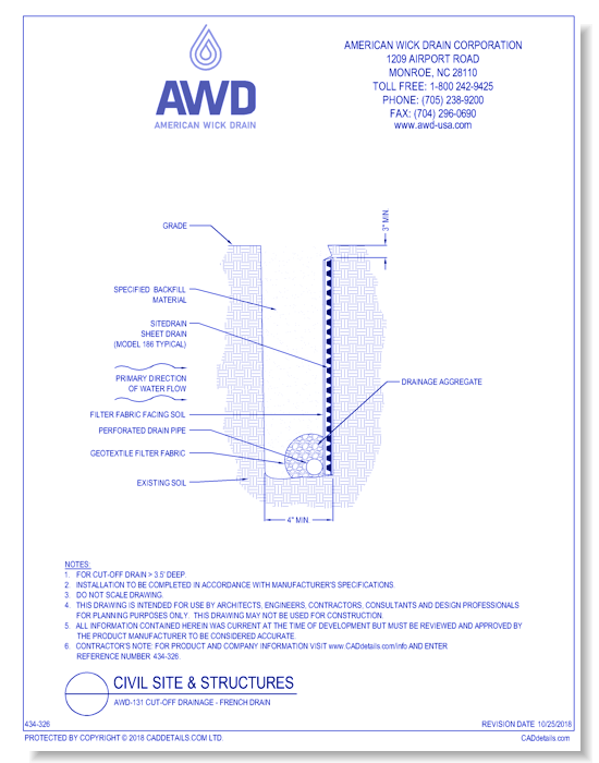 AWD-131 Cut-Off Drainage - French Drain