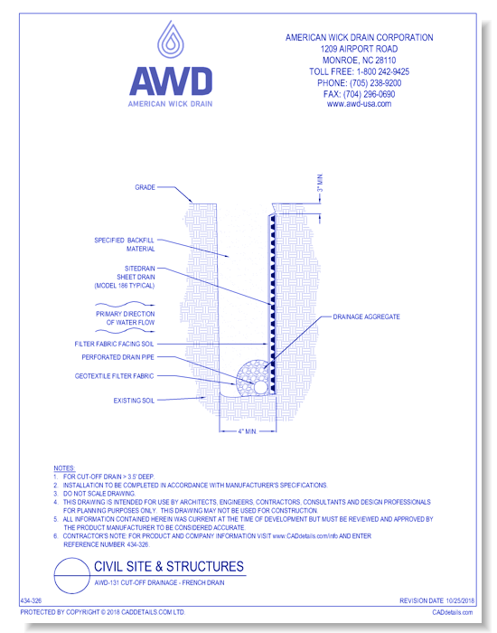 AWD-131	Cut-Off Drainage - French Drain