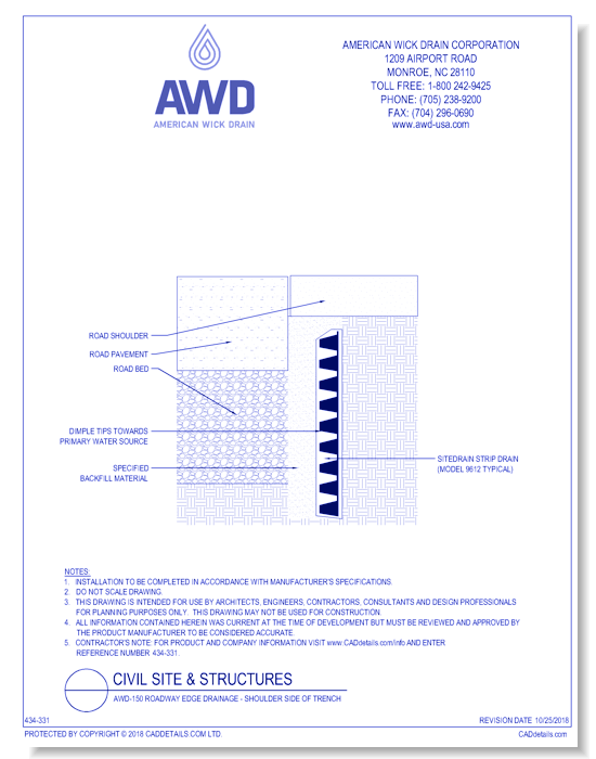 AWD-150 Roadway Edge Drainage - Shoulder Side of Trench
