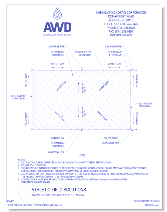 AWD-190 Natural Turf Athletic Field - Plan View
