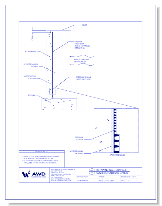 AWD-100 Retaining Wall Drainage - Combination Drain