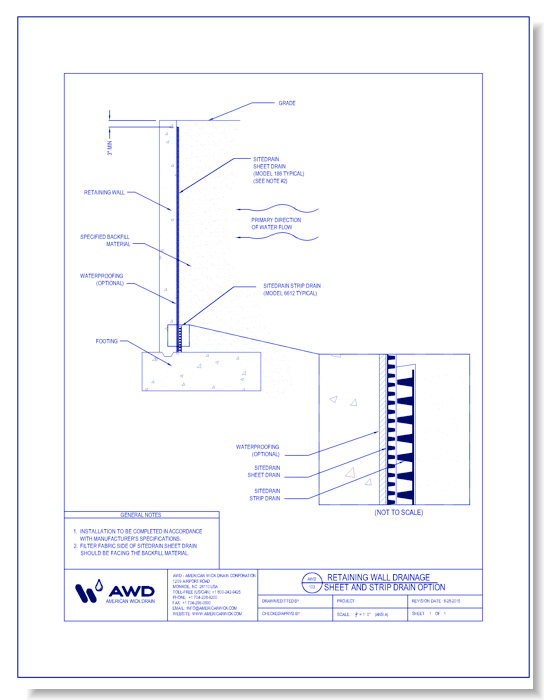 AWD-103 Retaining Wall Drainage - Sheet & Strip Drain