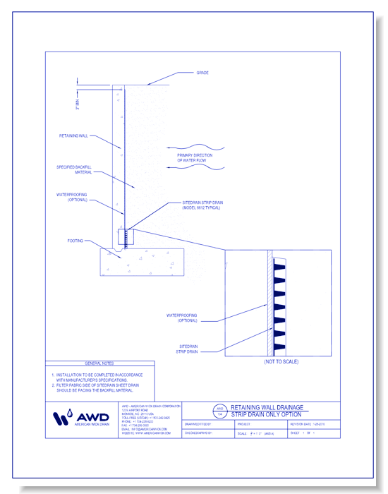 AWD-104 Retaining Wall Drainage - Strip Drain