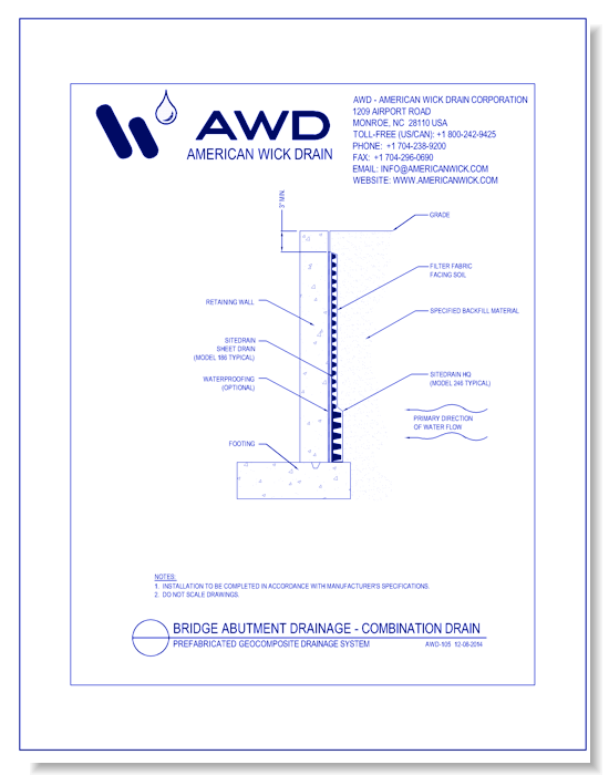 AWD-105 Bridge Abutment Drainage - Combination Drain