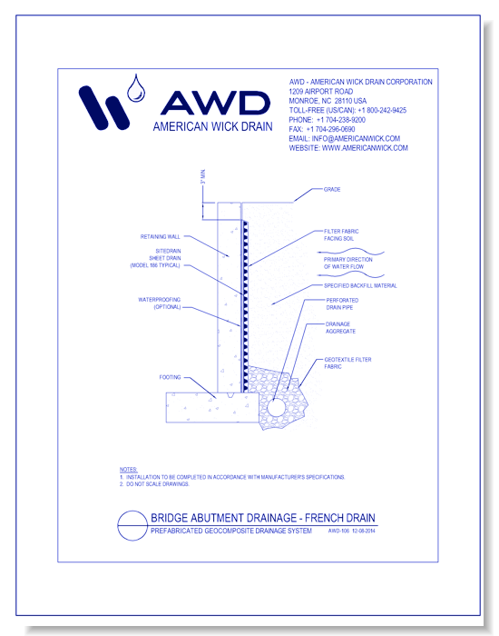 AWD-106 Bridge Abutment Drainage - French Drain