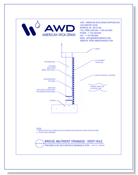 AWD-107 Bridge Abutment Drainage - Weep Hole