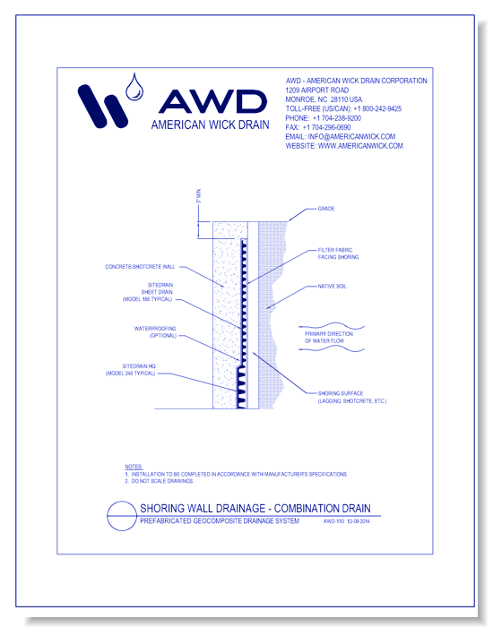 AWD-110 Shoring Wall Drainage - Combination Drain
