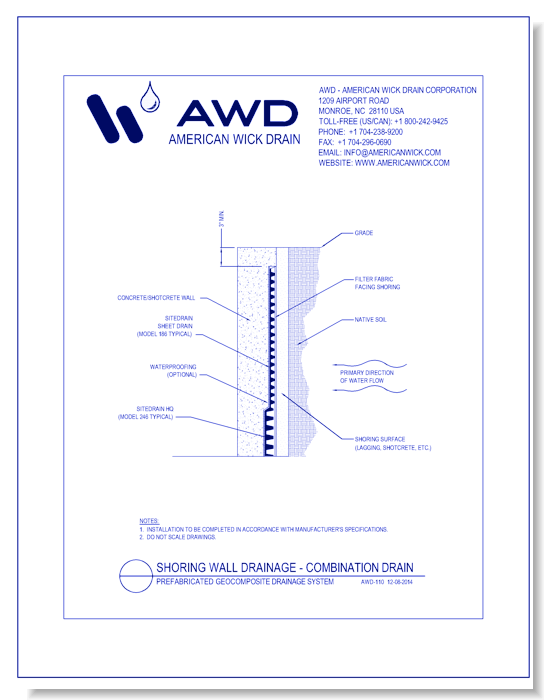 AWD-110	Shoring Wall Drainage - Combination Drain