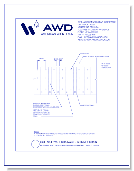 AWD-115 Soil Nail WallDrainage - Chimney Drain
