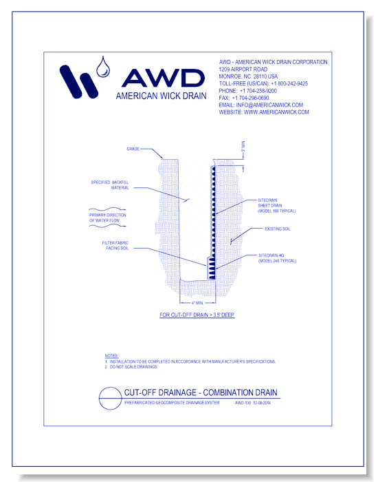 AWD-130 Cut-Off Drainage - Combination Drain
