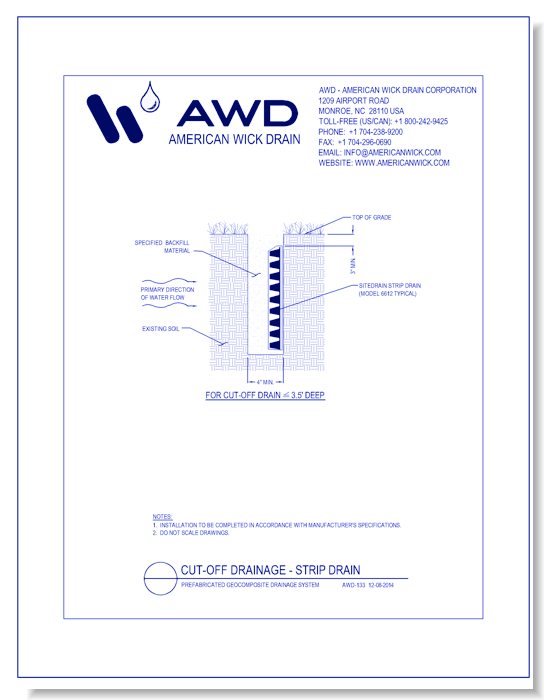 AWD-133 Cut-Off Drainage - Strip Drain