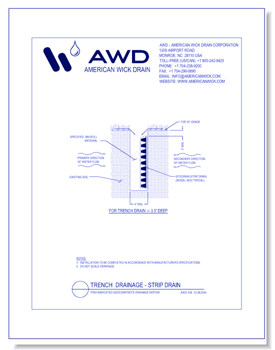 AWD-138 Trench Drainage - Strip Drain