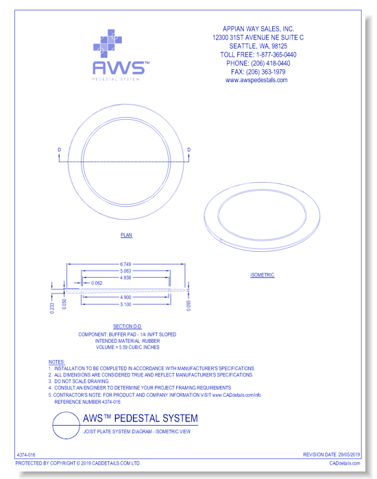 Diamond Head Series™ - Section D-D Component Detail Buffer PAd