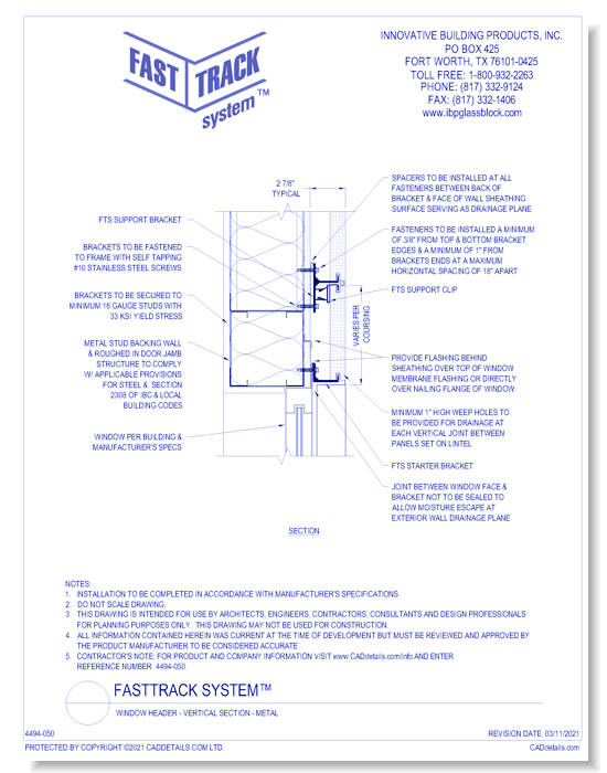 FastTrack System™: Window Header - Vertical Section - Metal