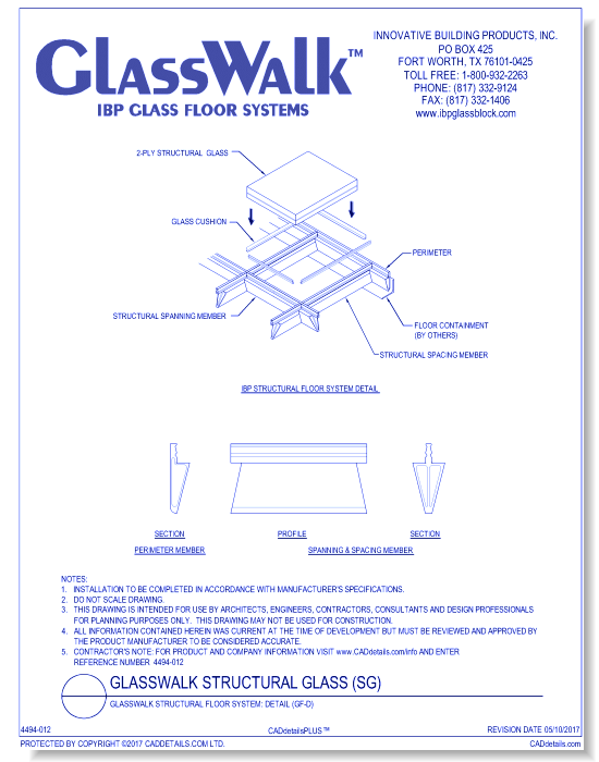 GlassWalk Structural Floor System: Detail (GF-D)