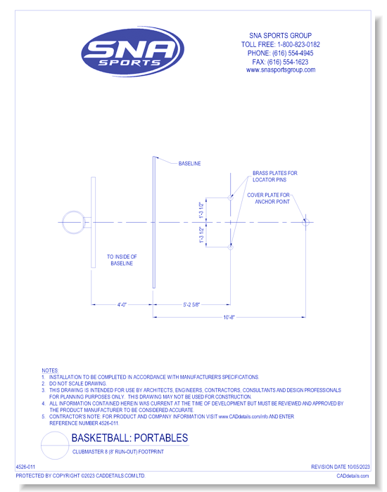 Clubmaster 8 (8 ft. run-out) Footprint