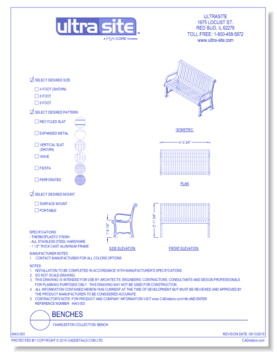Charleston Collection: Bench