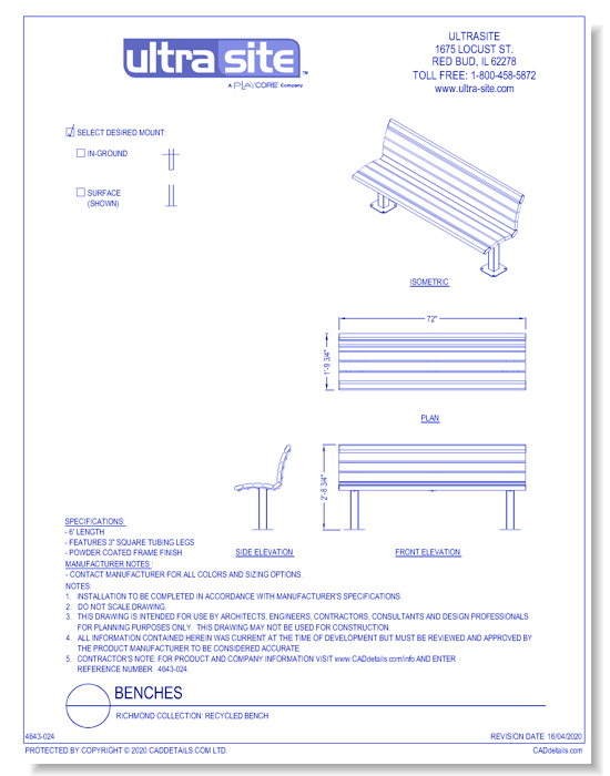 Richmond Collection: Recycled Bench