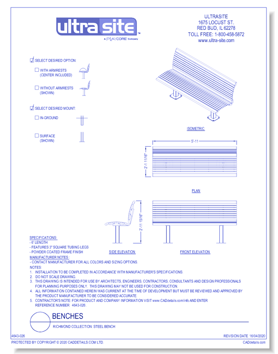 Richmond Collection: Steel Bench