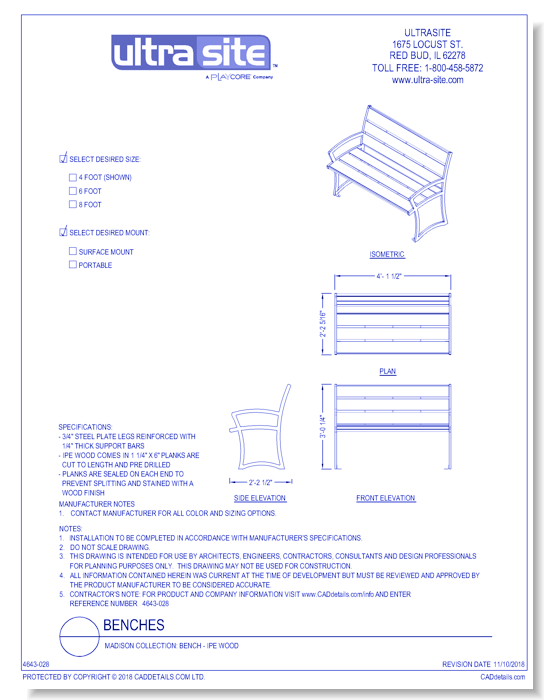 Madison Collection: Bench - Ipe Wood