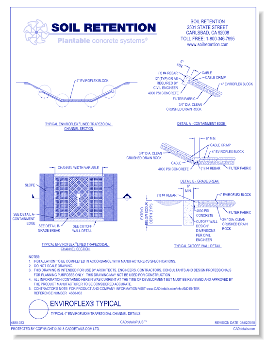 Typical 4" Enviroflex® Trapezoidal Channel Details