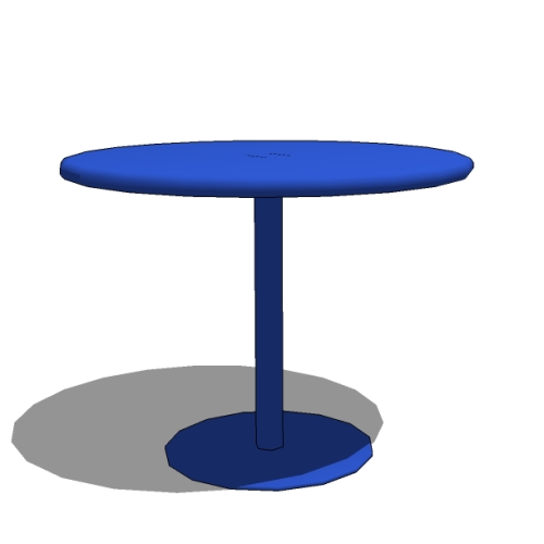 Disk Base Café Table: 36 or 42 Inch Dia., Steel Disk Pedestal Base
