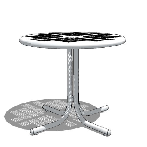 Tube Leg Base Café Table: 36 or 42 In. Diameter, Perforated Metal Top