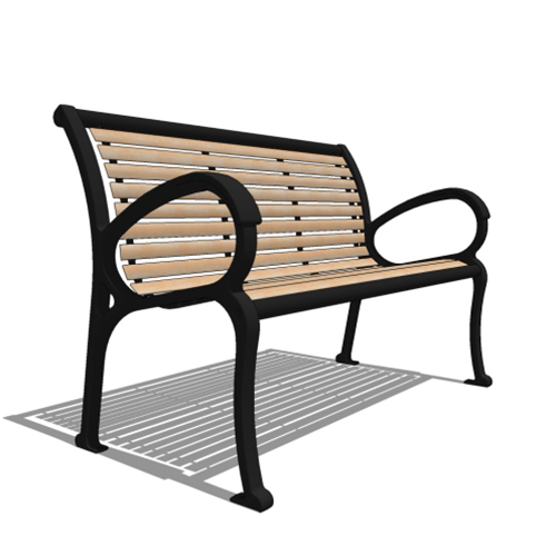 CAD Drawings BIM Models Thomas Steele Cunningham™ Bench: Horizontal Steel Slats