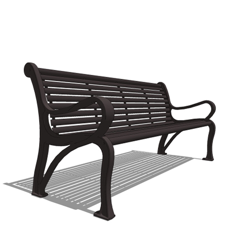 CAD Drawings BIM Models Thomas Steele Gramercy™ Bench, Horizontal Steel Slats