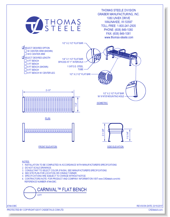 Carnival™ Flat Bench: 6 Ft.