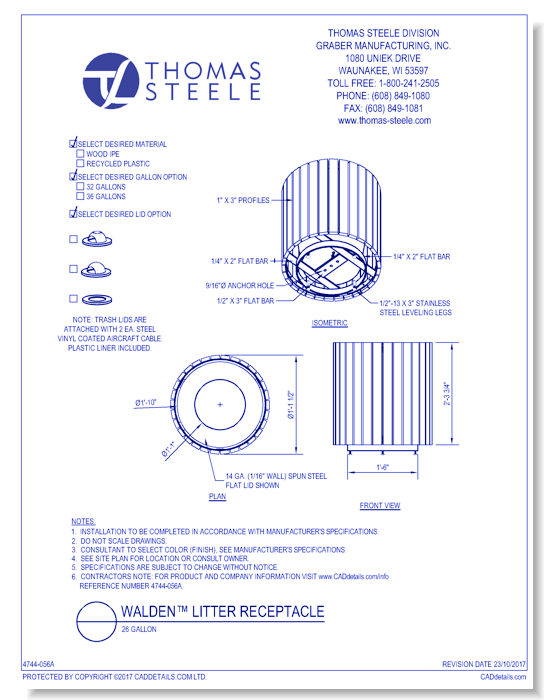 Walden™ Litter Receptacle: 26 Gallon