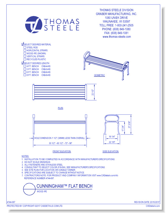 Cunningham™ Flat Bench: Wood IPE