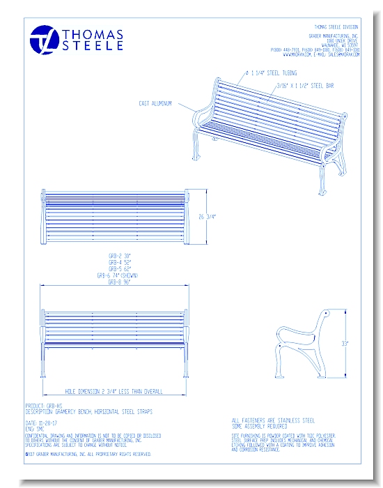 Gramercy™ Bench: Horizontal Steel Slats