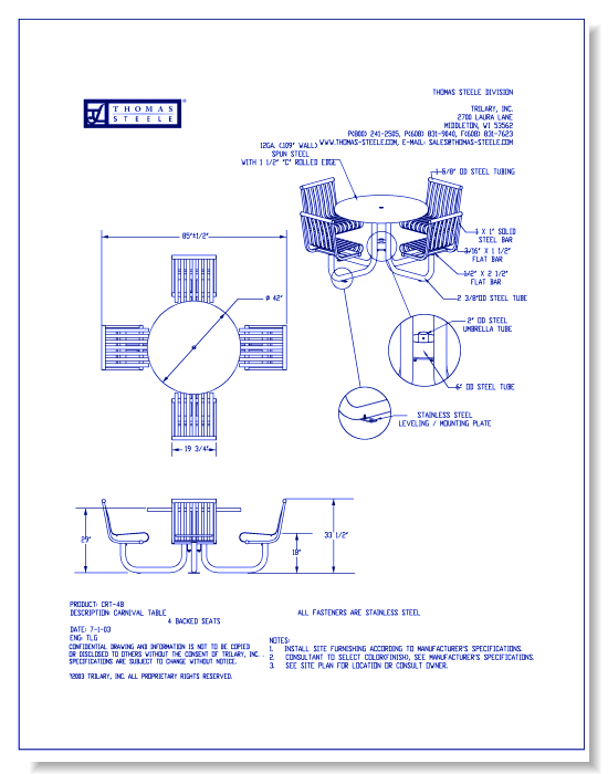 Carnival™ Table with 4 Backed Seats