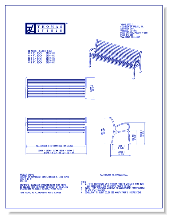 Cunningham™ Flat Bench: Horizontal Steel Slats