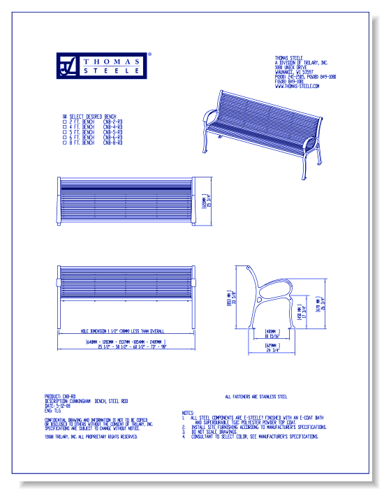 Cunningham™ Flat Bench: Steel Rods