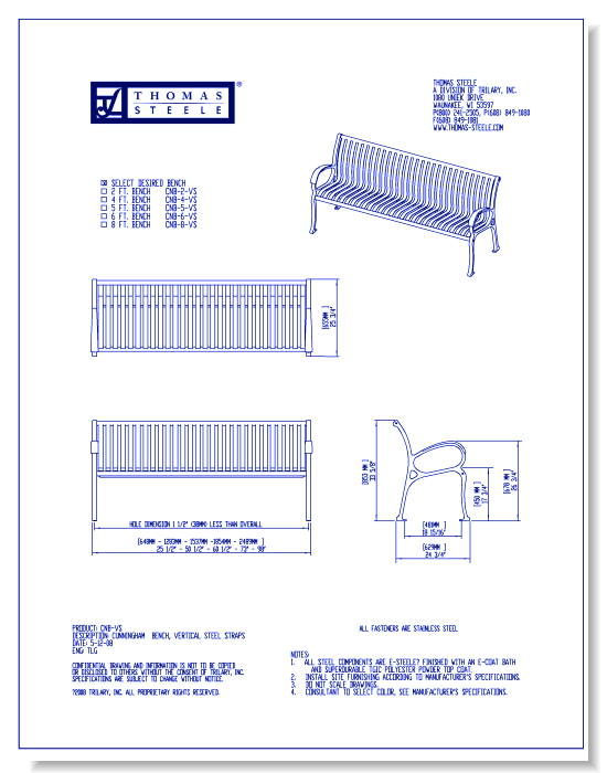 Cunningham™ Flat Bench: Vertical Steel Straps