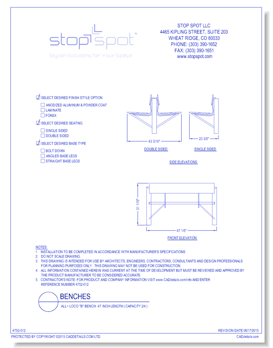LOCO "B" Bench: 47 Inch Length ( Capacity 2/4 )