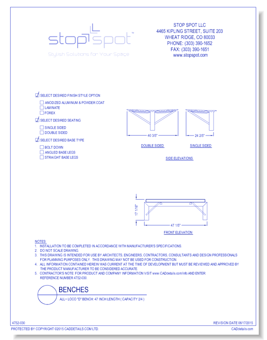 LOCO "D" Bench: 47 Inch Length ( Capacity 2/4 )