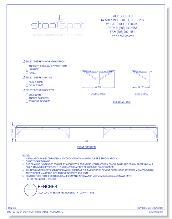 LOCO "D" Bench: 189 Inch Length ( Capacity 8/16 )